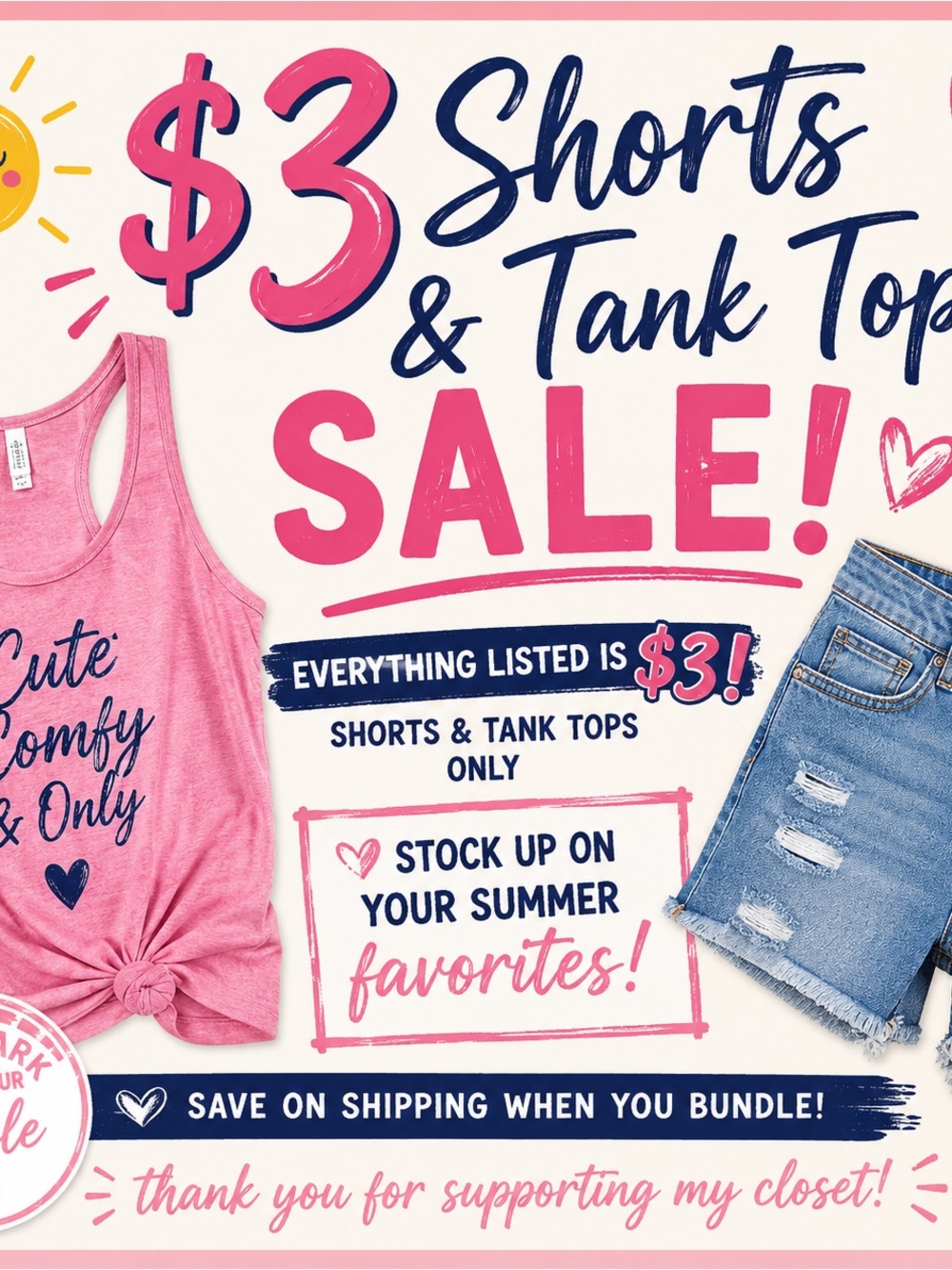 Tank Top and Shorts Sale $3 Bundle and Save